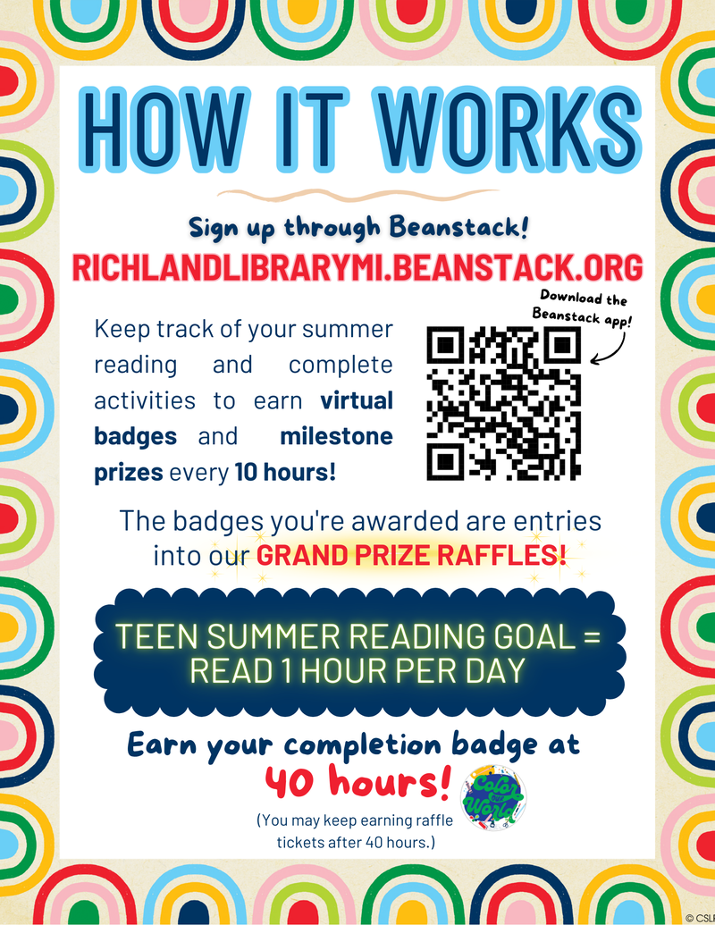 Teen Summer Reading Challenge Visual Explanation Flyer.