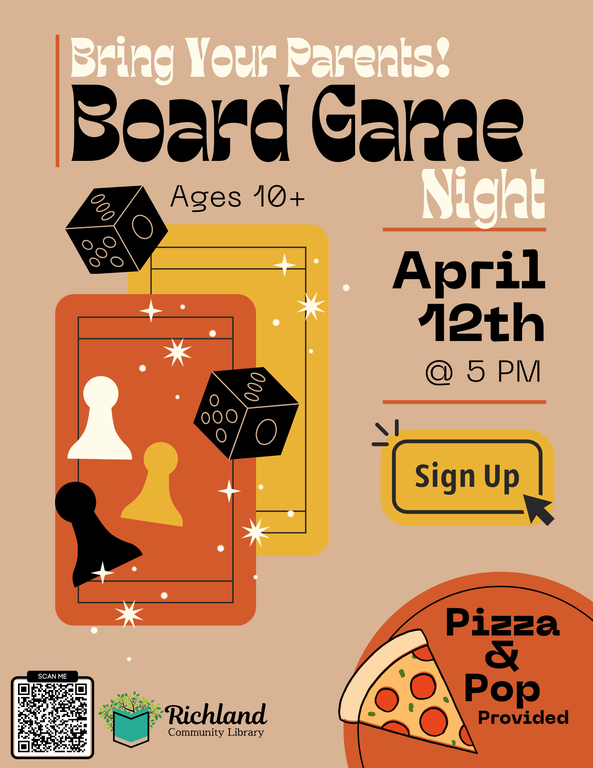 Family Board Game Night teen event flyer