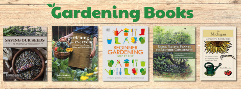 Gardening Books Gardening Books header image with five book covers